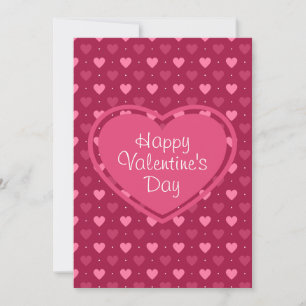 Tarjeta de San Valentín de corazones rosados y roj