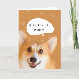 Tarjeta de San Valentín de Corgi Dorado