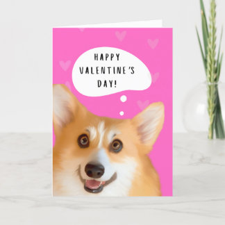 Tarjeta de San Valentín de Corgi Rosa