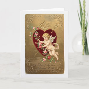 Tarjeta de San Valentín de Cupido Vintage