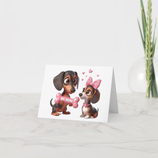 Tarjeta de San Valentín de Dachshund Animada (Anverso)