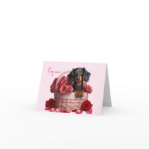 Tarjeta de San Valentín de Dachshund de pelo largo