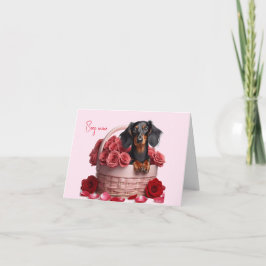 Tarjeta de San Valentín de Dachshund de pelo largo