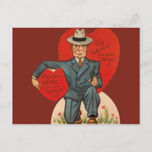 Tarjeta de San Valentín de Detective Retro Vintage