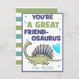 Tarjeta de San Valentín de Dinosaurio para Niños A