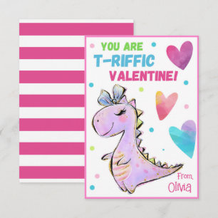 Tarjeta de San Valentín de Dinosaurio para niños q