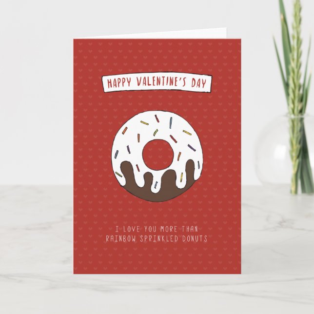 Tarjeta de San Valentín de donut rociado con arcoi (Anverso)