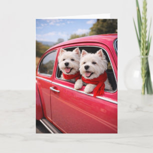 Tarjeta de San Valentín de dos perros Westie en co