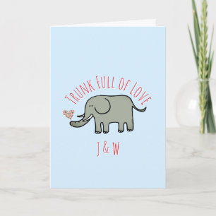 Tarjeta de San Valentín de Elefante Adorable Lleno