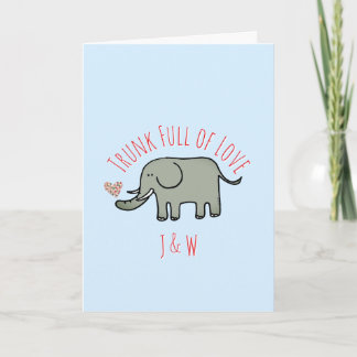 Tarjeta de San Valentín de Elefante Adorable Lleno