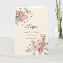 Tarjeta de San Valentín de Floral Rosa Personaliza