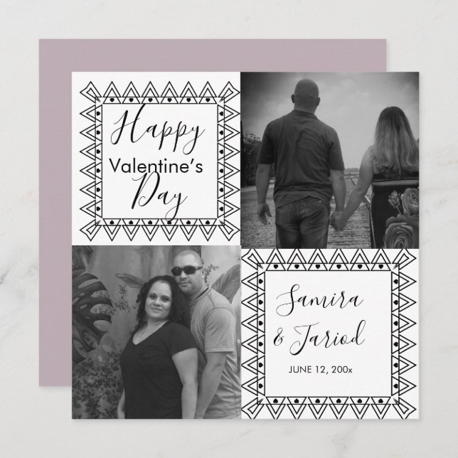 Tarjeta de San Valentín de foto blanco negro de ma (Anverso / Reverso)