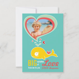 Tarjeta de San Valentín de foto de ballena de dibu