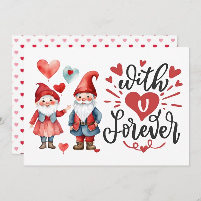 Tarjeta de San Valentín de fotos de Gnome "Con Ti  (Anverso / Reverso)