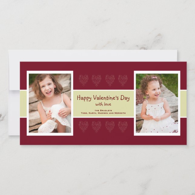 Tarjeta de San Valentín de fotos de los corazones  (Anverso)