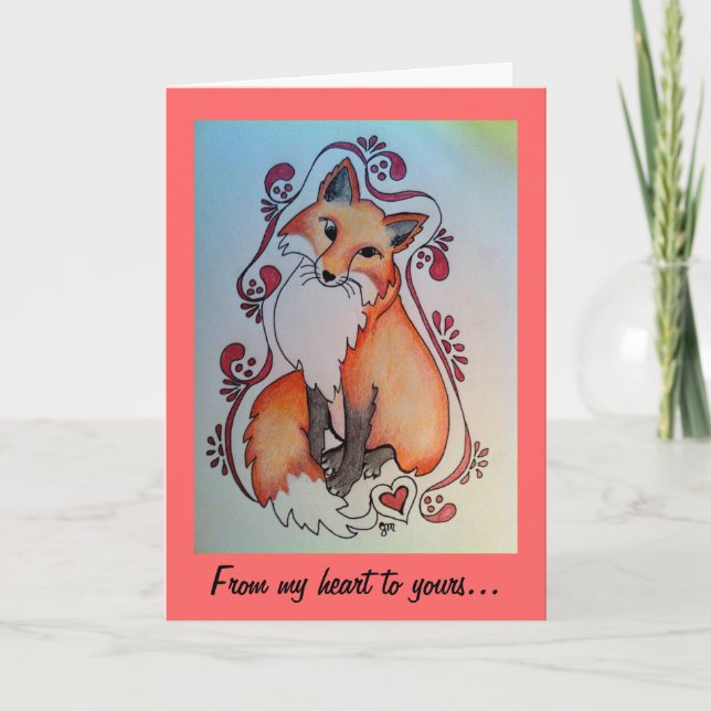 Tarjeta de San Valentín de Fox y Heart (Anverso)