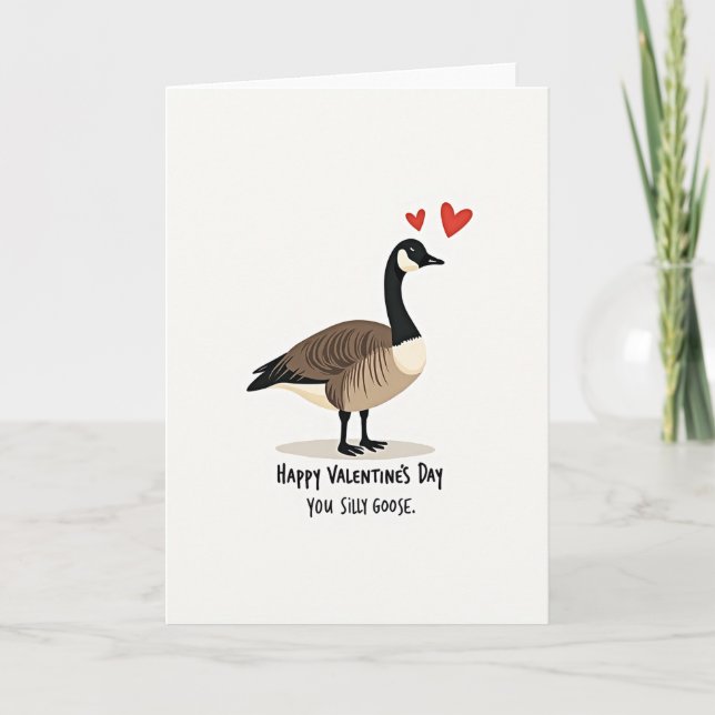 Tarjeta de San Valentín de Ganso Tonto Feliz (Anverso)