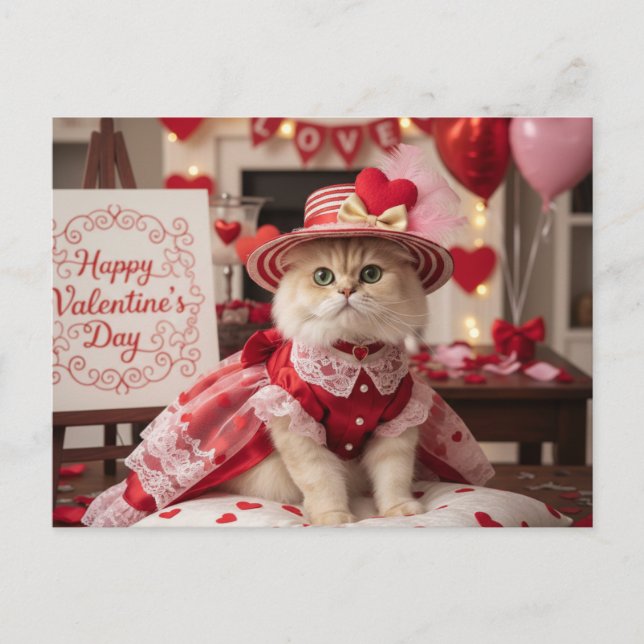 Tarjeta de San Valentín de Gato Adorable  (Anverso)