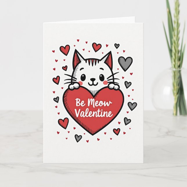 Tarjeta de San Valentín de gato Be Meow (Anverso)