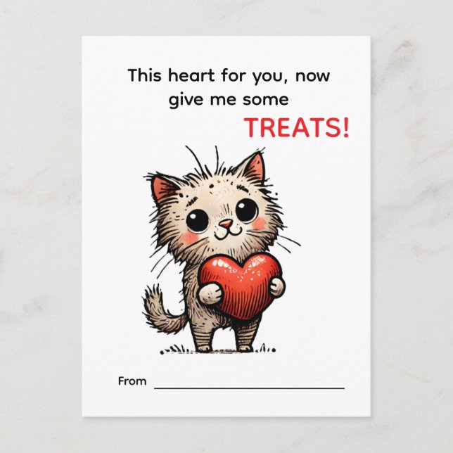 Tarjeta de San Valentín de gato lindo (Anverso)