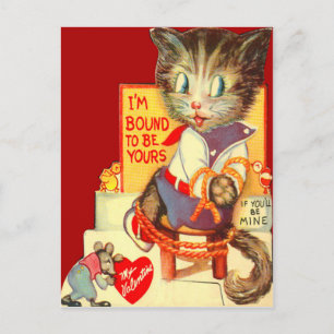 Tarjeta de San Valentín de gato retro vintage secu