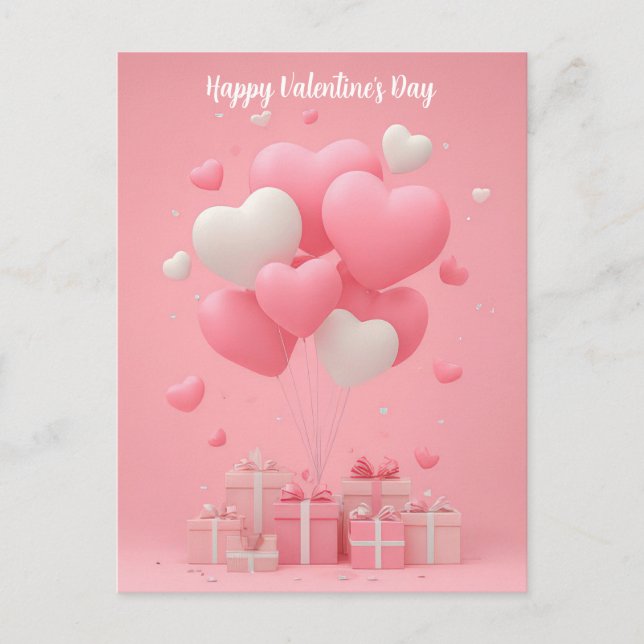Tarjeta de San Valentín de globos con forma de cor (Anverso)