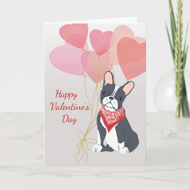 Tarjeta de San Valentín de globos Terrier de Perro (Anverso)