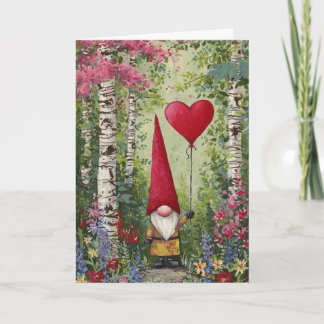 Tarjeta de San Valentín de Gnome-Interior en Blanc