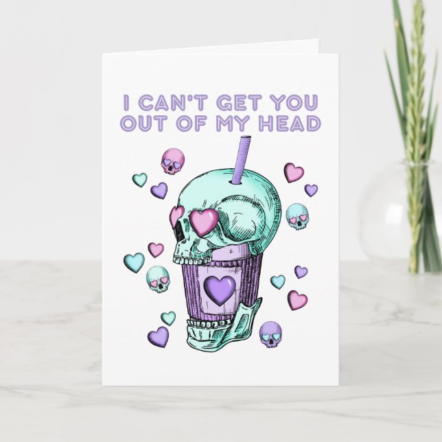 Tarjeta de San Valentín de Goth femenino cráneos c (Anverso)