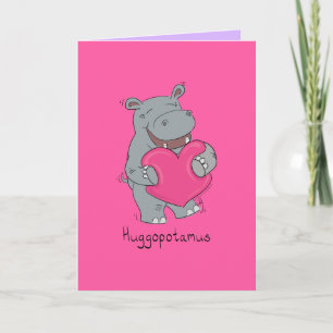 Tarjeta de San Valentín de hipopótamo Huggopotamus