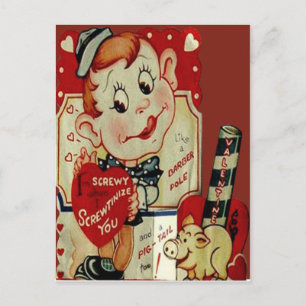 Tarjeta de San Valentín de hombre loco retro vinta
