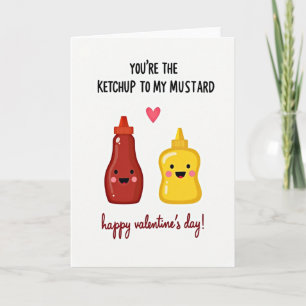 Tarjeta de San Valentín de kétchup y mostaza