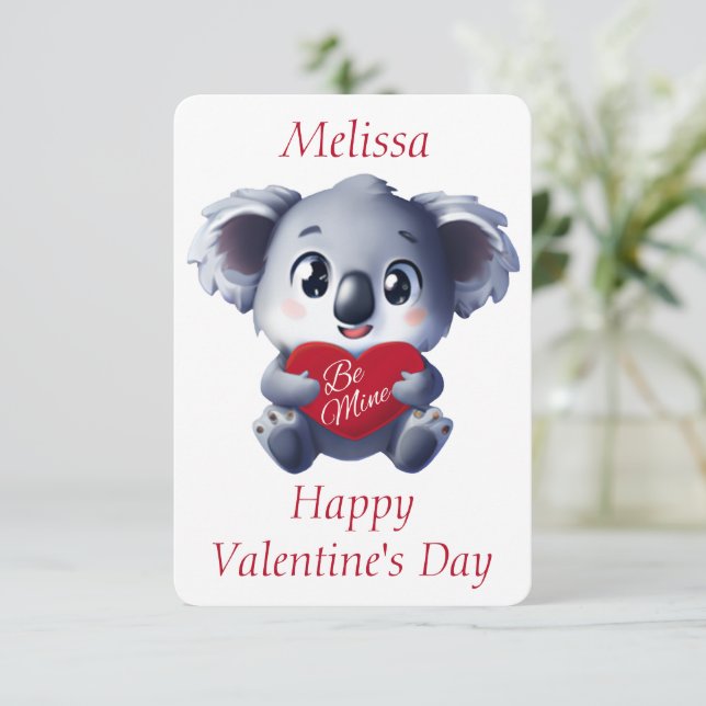 Tarjeta de San Valentín de Koala Bonito (Anverso de pie)
