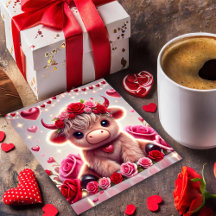 Tarjeta de San Valentín de la vaca de las Highland