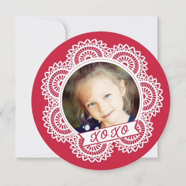 Tarjeta de San Valentín de Lace Doily (Anverso)