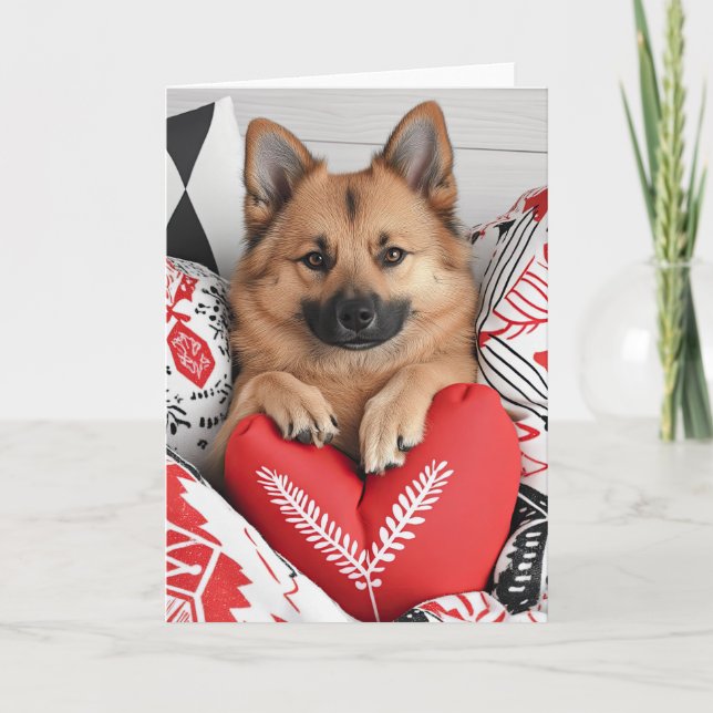Tarjeta de San Valentín de Lapphund finlandesa (Anverso)