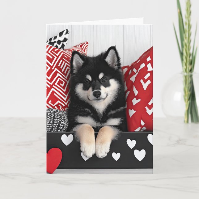 Tarjeta de San Valentín de Lapphund finlandesa (Anverso)