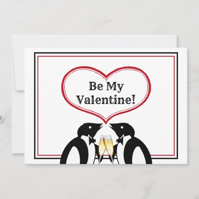 Tarjeta de San Valentín de los pingüinos de champá (Anverso)