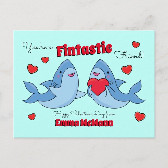 Tarjeta de San Valentín de los tiburones adoran a  (Anverso)