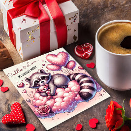 Tarjeta de San Valentín de Mapache con Amor de Osi