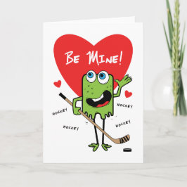 Tarjeta de San Valentín de monstruo de hockey infa