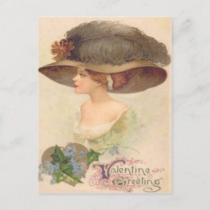 Tarjeta de San Valentín de mujer victoriana retro