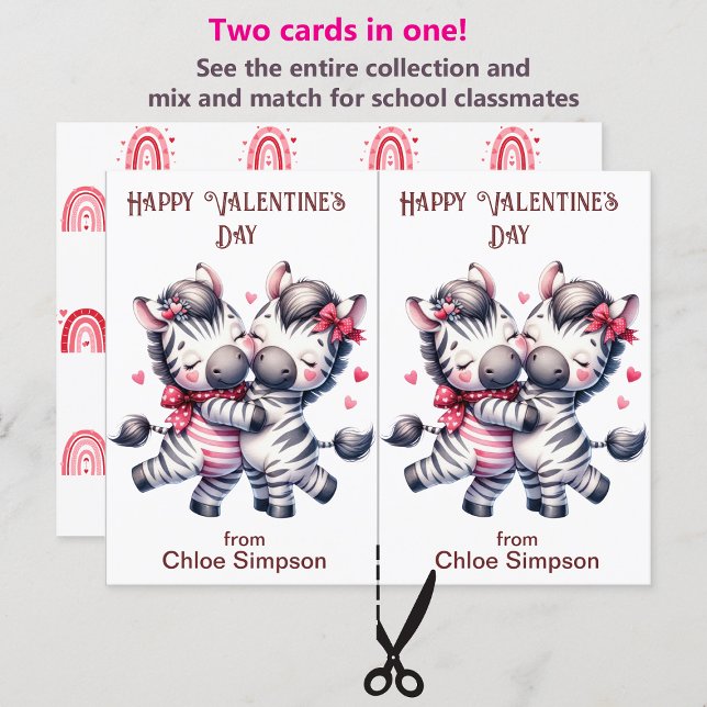 Tarjeta de San Valentín de niño de pareja de cebra (Subido por el creador)