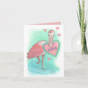 Tarjeta de San Valentín de pájaro Spoonbill