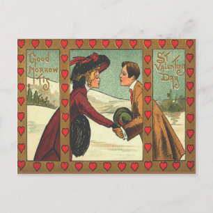 Tarjeta de San Valentín de pareja besándose vintag