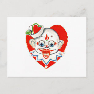 Tarjeta de San Valentín de Payaso Retro Antiguo co