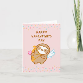 Tarjeta de San Valentín de perezoso Cupido feliz