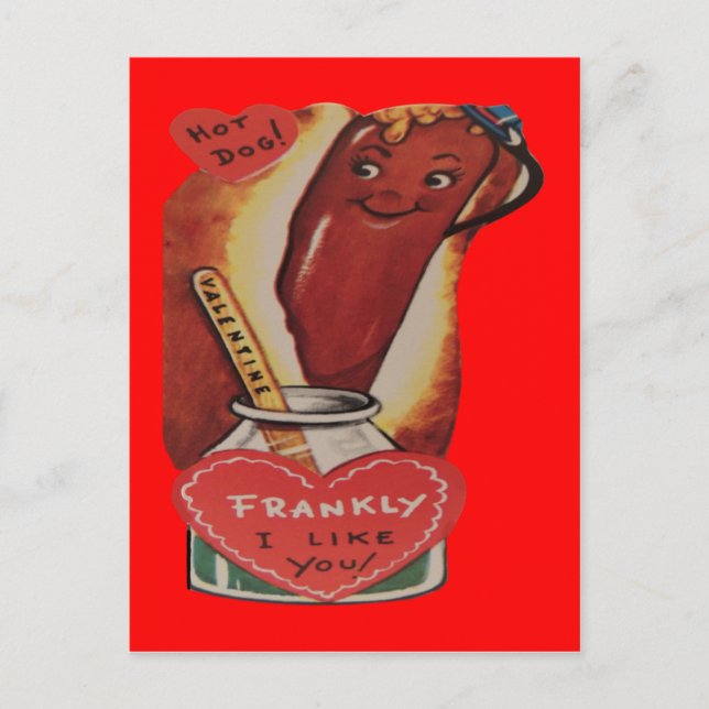 Tarjeta de San Valentín de perrito caliente retro  (Anverso)