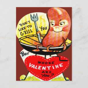 Tarjeta de San Valentín de perrito caliente retro
