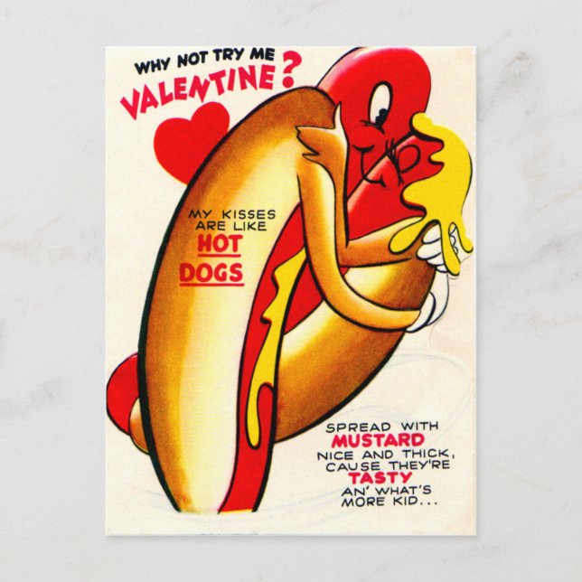 Tarjeta de San Valentín de Perritos Calientes Retr (Anverso)